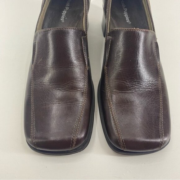 Hush Puppies Brown Leather Square Toe Heel women’s Size 8M - Picture 10 of 10
